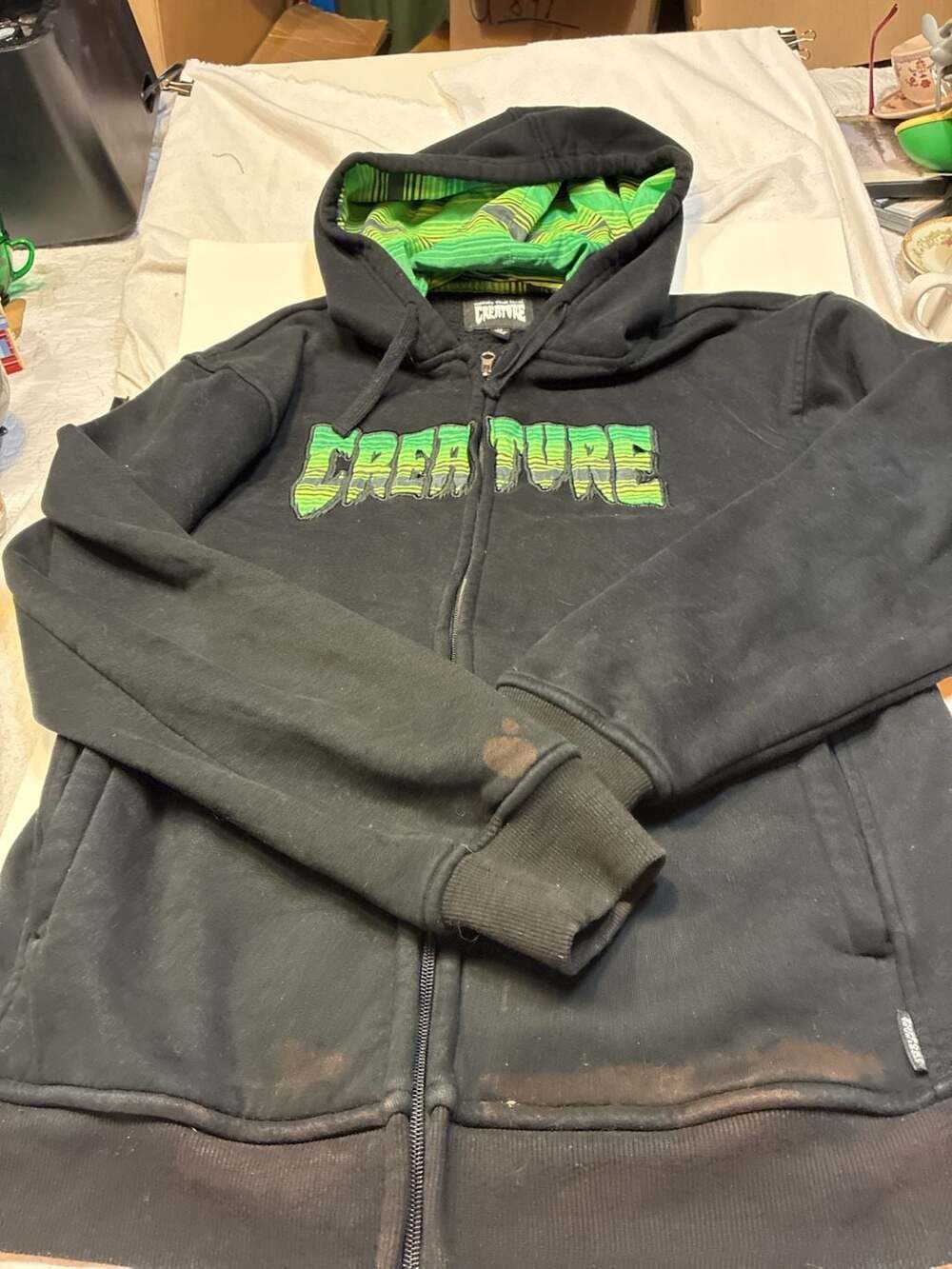 Creature Serape Logo Zip Hooded Sweatshirt Black Men's Size M